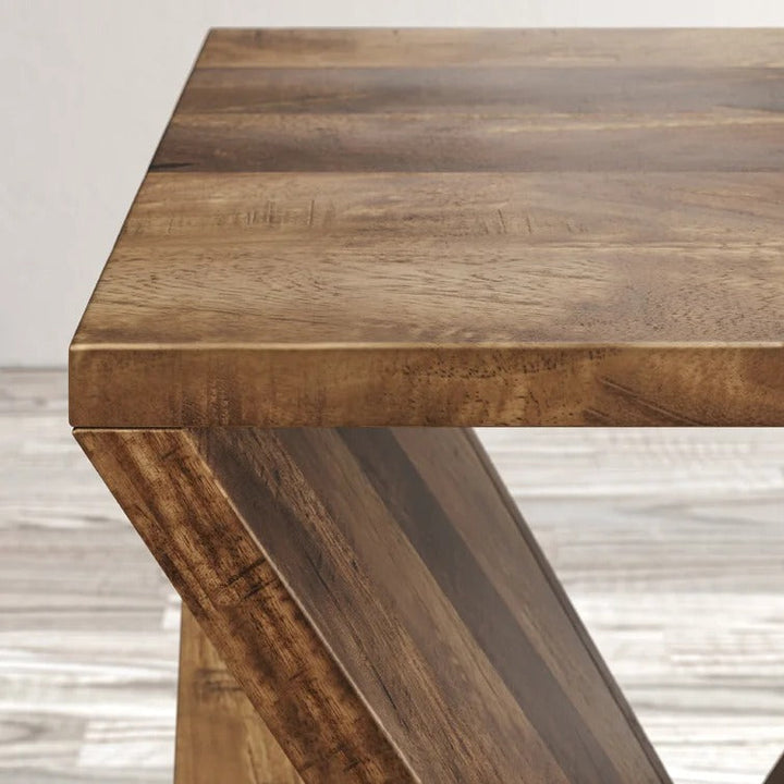 Solid Wood Abstract End Table