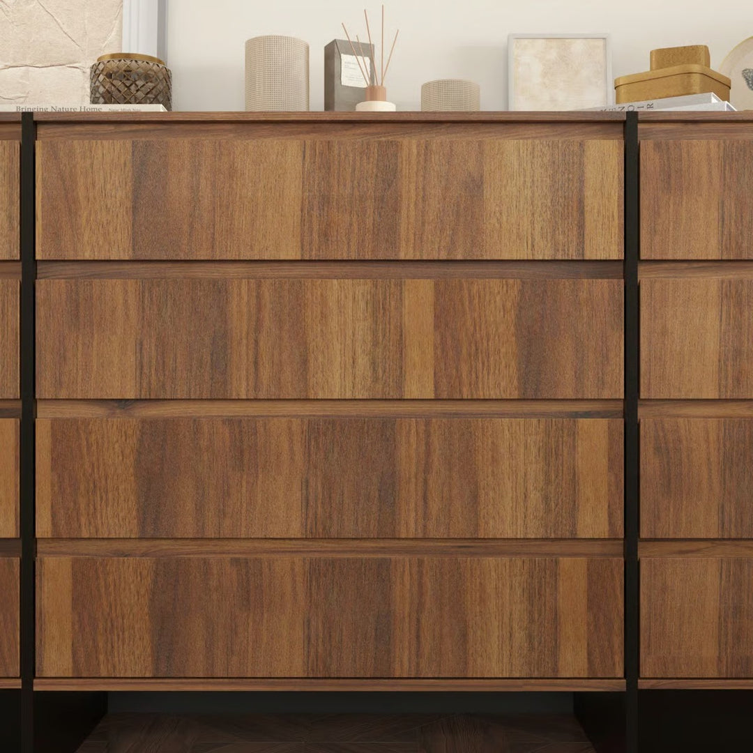 Mid Century Modern 12 Drawer Dresser With Wooden Base