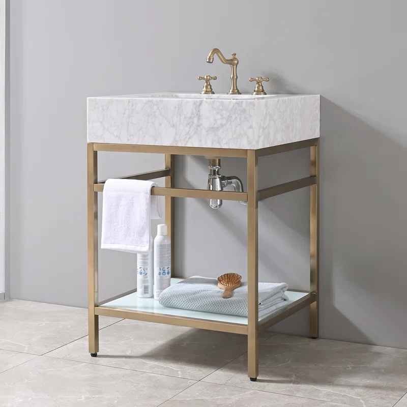 Carrara Marble Theiler Bathroom Vanity with Sink