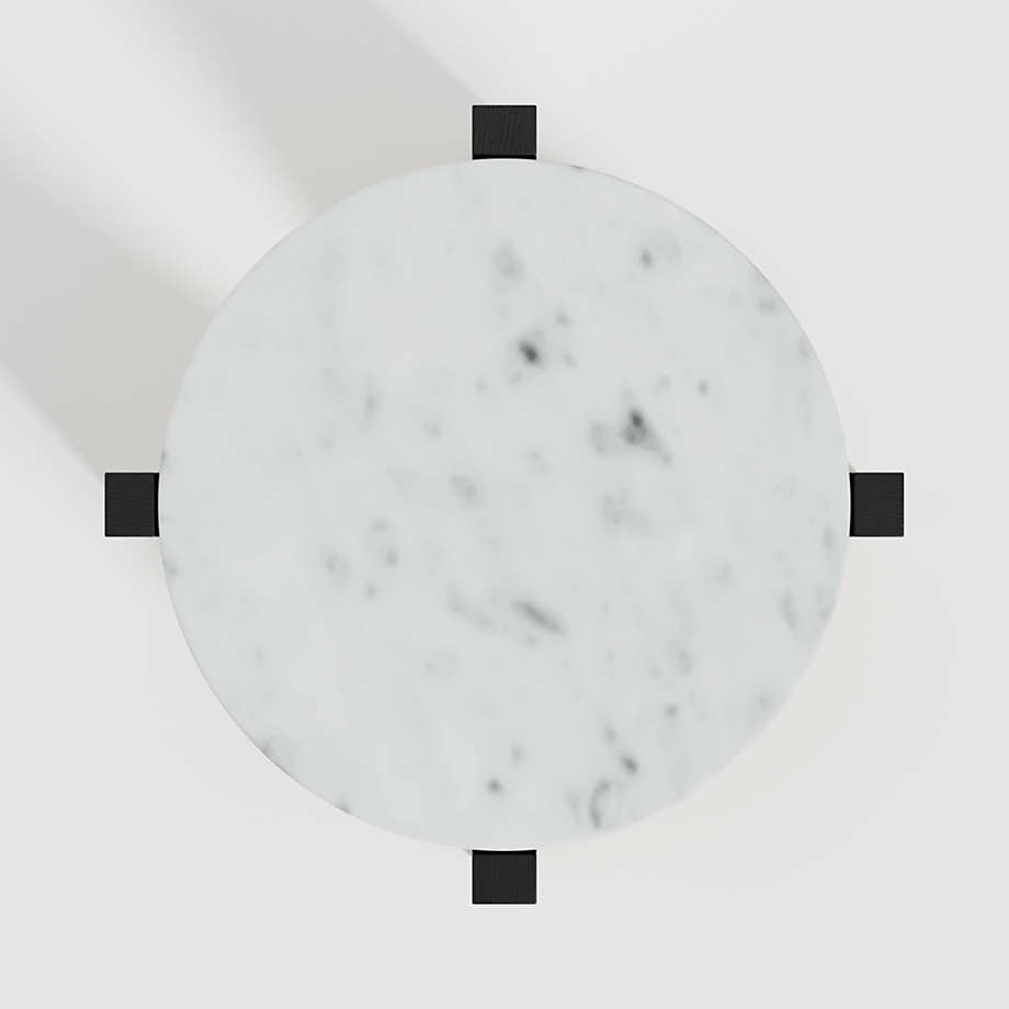 Miro White Marble End Table with Black Wood Base