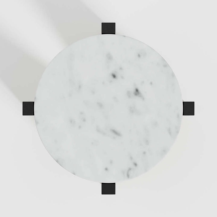 Miro White Marble End Table with Black Wood Base