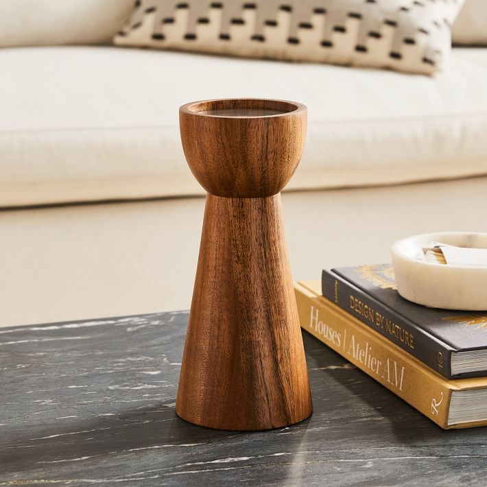 Pure Wood Pillar Candle Holders Small