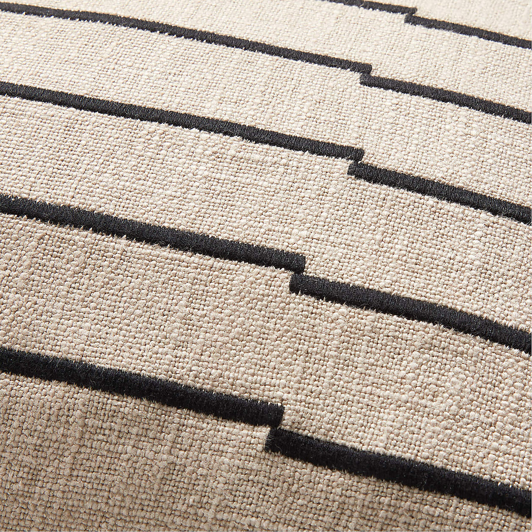 Casse Black and Ivory Striped Throw Pillow-20"x13"