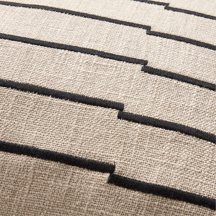 Casse Black and Ivory Striped Throw Pillow-20"x13"