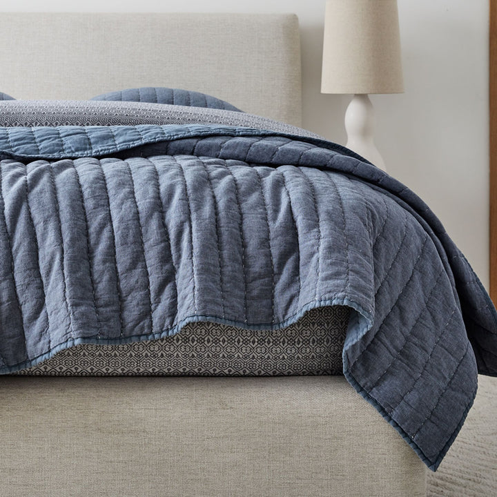 European Flax Linen Cotton Pick Stitch Quilt-Queen
