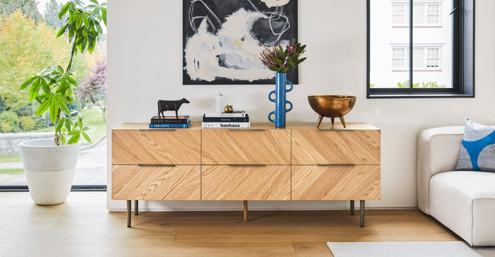 Nera Oak 6 Drawer Low Double Dresser