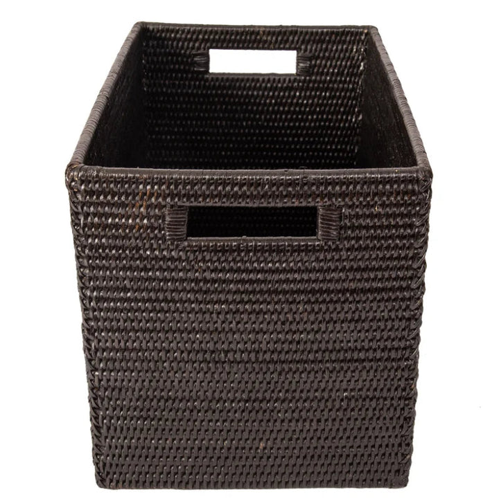 Rattan Basket with Cutout Handles