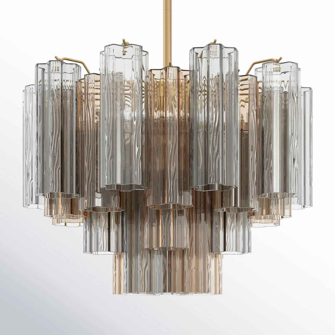 Aged Brass Arras Dimmable Tiered Chandelier