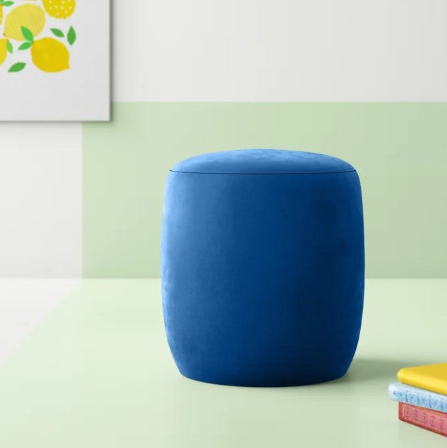 Cecillia Velvet Round Pouf Ottoman