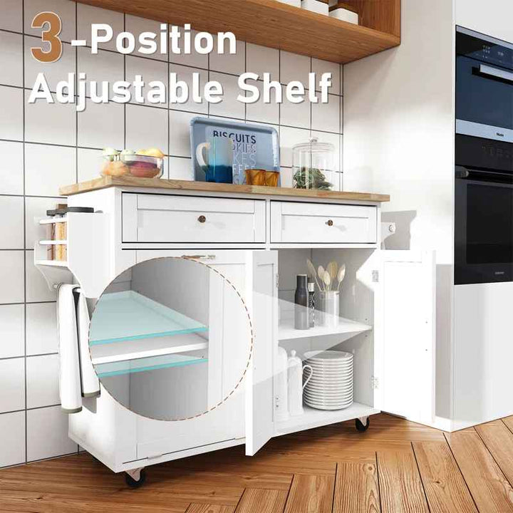 Melanye Solid Wood Top Kitchen Cart