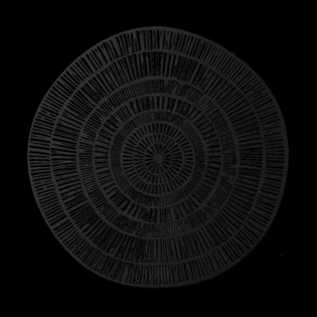 Doodle Black Round Plastic Placemat