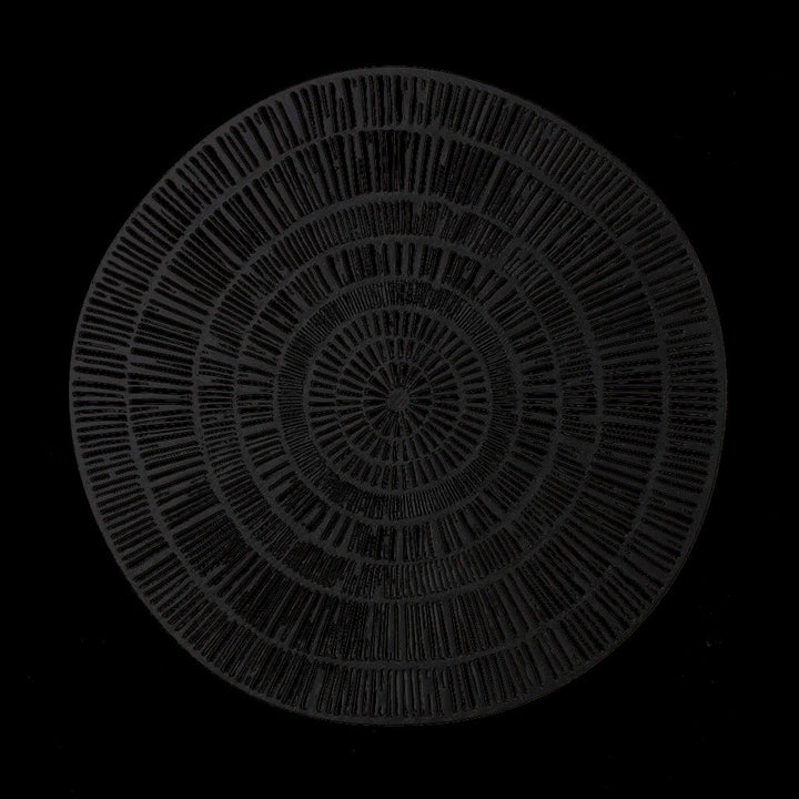 Doodle Black Round Plastic Placemat