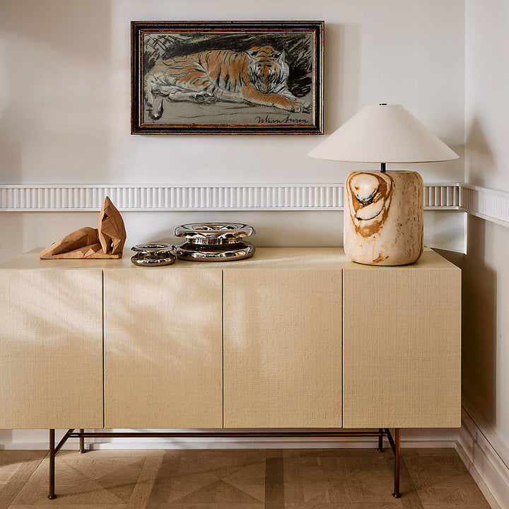 MARFIL IVORY LACQUERED GRASSCLOTH MEDIA CONSOLE