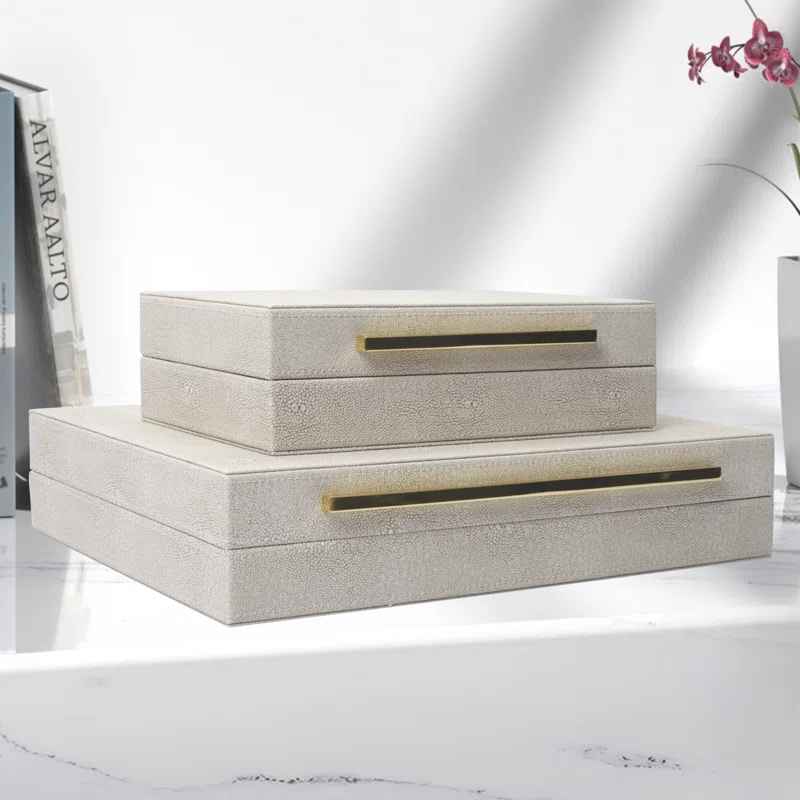 2 Piece Handmade Faux Leather Decorative Box