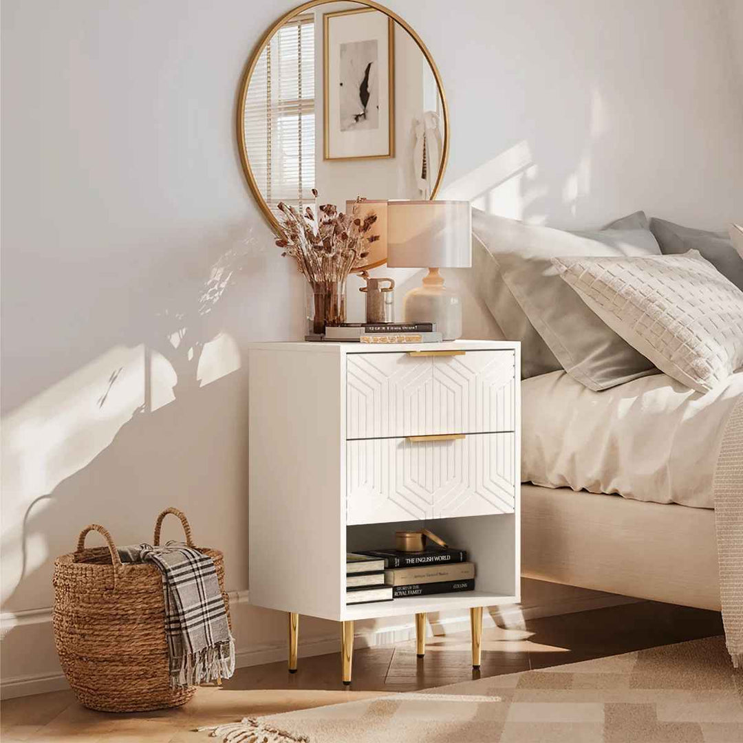 Modern Nightstand With 2 Drawers