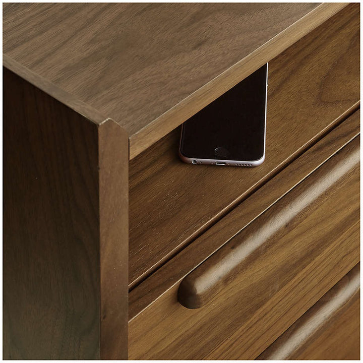 Tate Drawer Midcentury Nightstand with Outlet