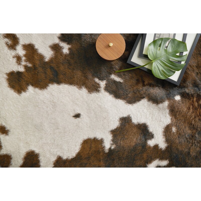 Hensen Faux Cowhide Brown Area Rug-3'10"x5'
