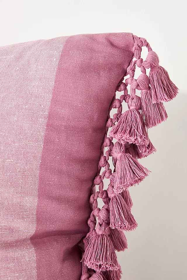 Tasseled Teague Cotton Linen Pillow with insert-22"x22"