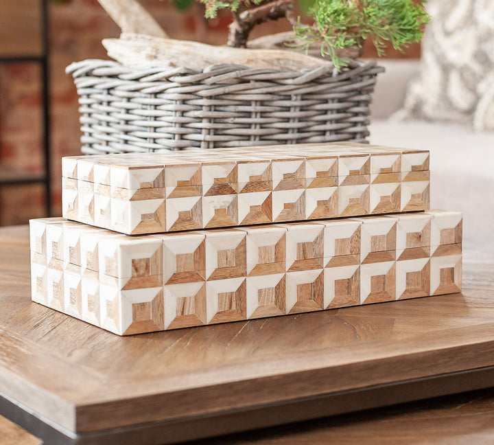 Cora Bone Decorative Box-Set of 2