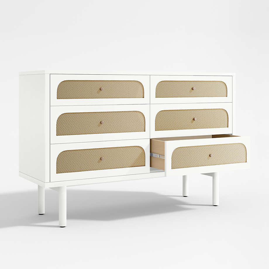 Maren White Cane Dresser