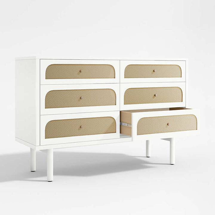 Maren White Cane Dresser
