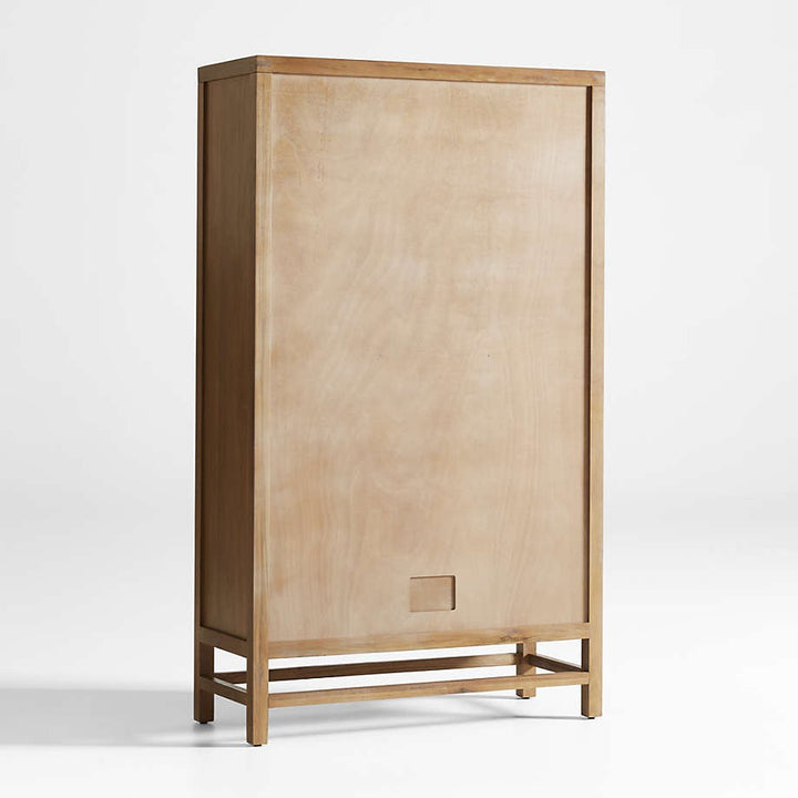 Blake Light Brown Teak and Rattan 2 Door Storage Cabinet