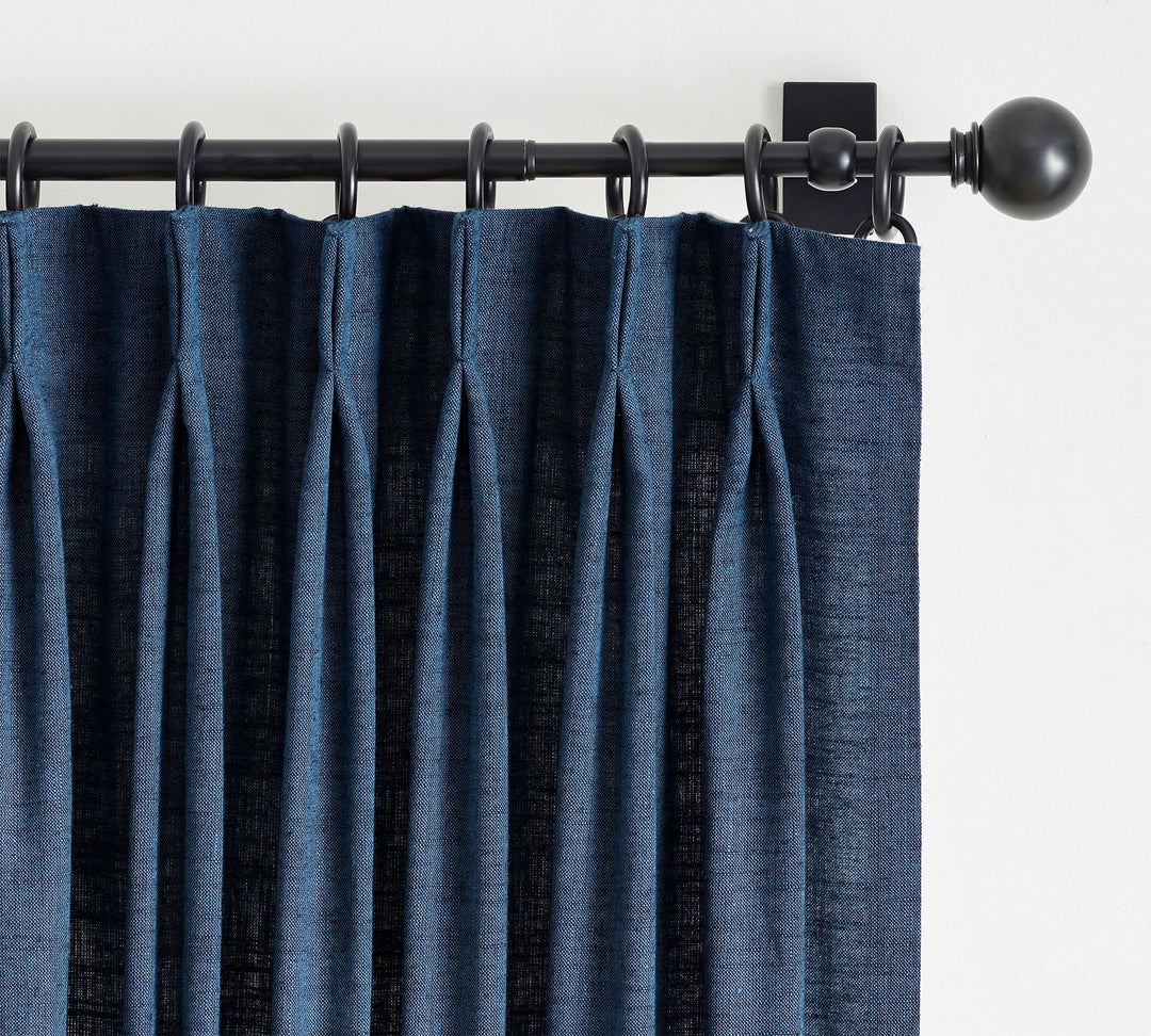 Emery Linen Pinch Pleat Curtain_Midnight