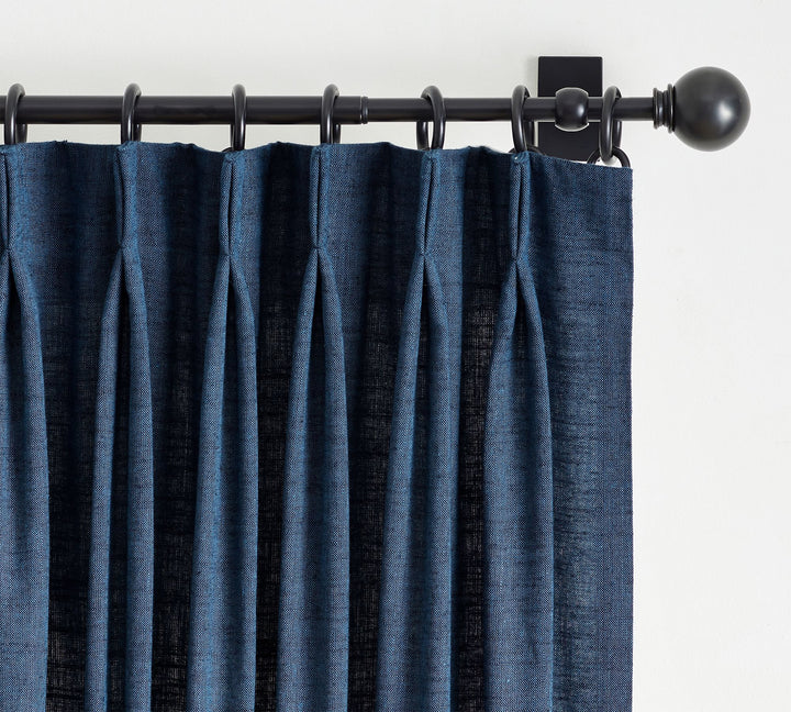 Emery Linen Pinch Pleat Curtain_Midnight