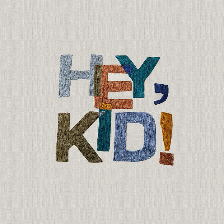 Hey, Kid! Embroidered Kids Throw Pillow