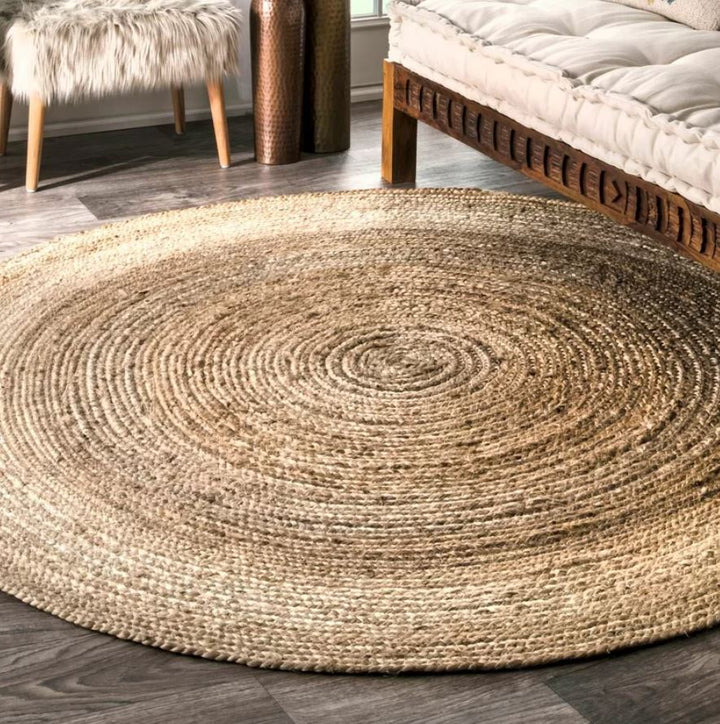 Hand Braided Jute Sisal Tan Area Rug-8'x8'