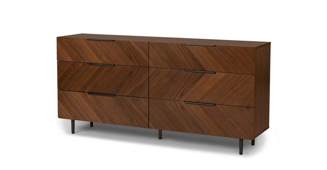 Nera Walnut 6 Drawer Double Dresser