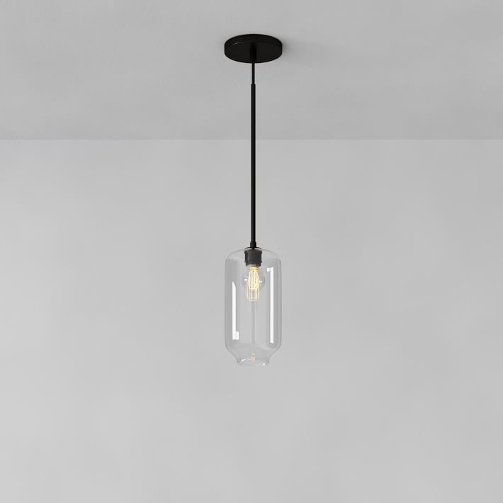 Sculptural Glass Pebble Pendant Clear