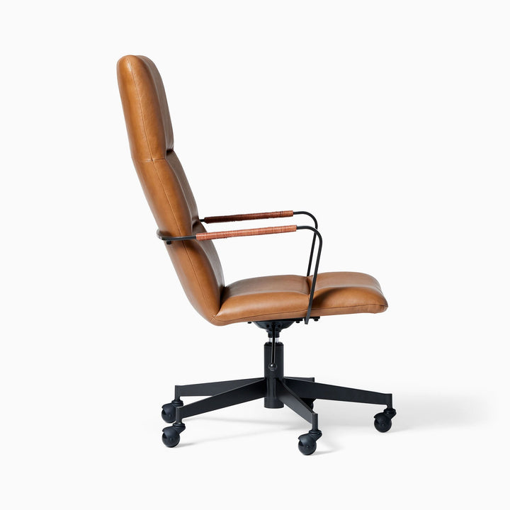 Cooper Mid- Century High Back Leather Swivel Office Chair