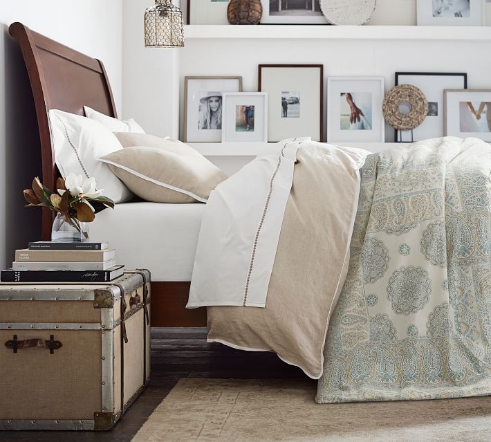 Belgian Flax Linen Contrast Flange Duvet Cover King