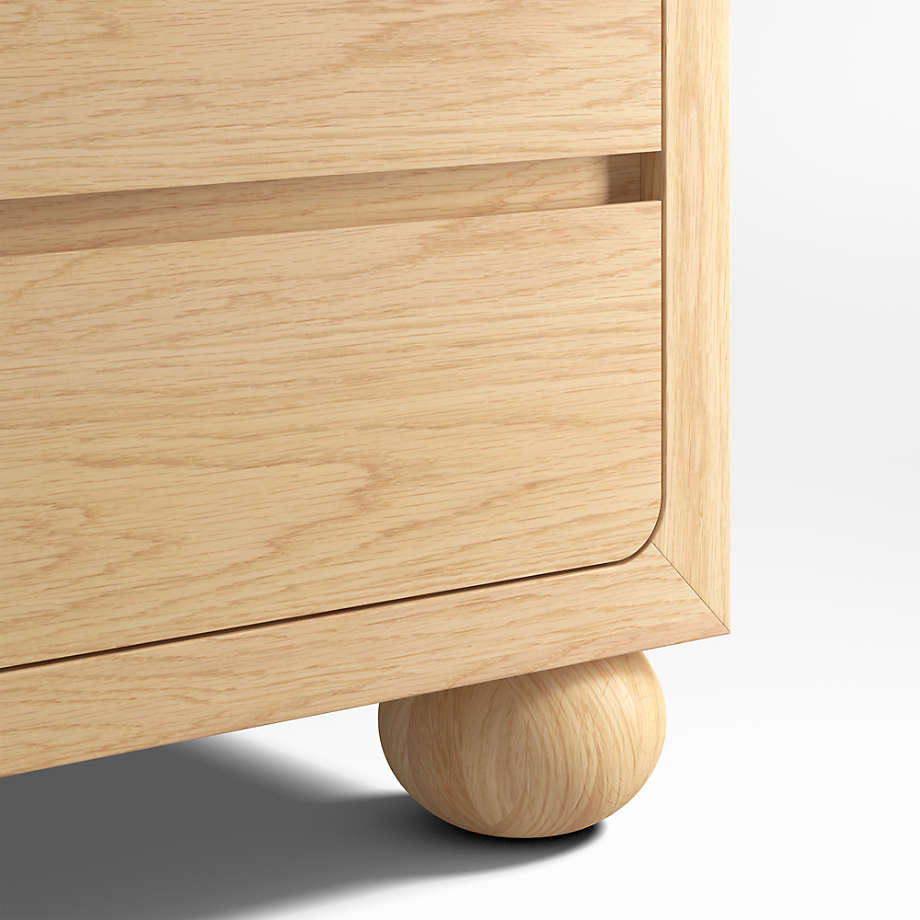 Emery Natural Oak Wood Wide 6 Drawer Kids Dresser