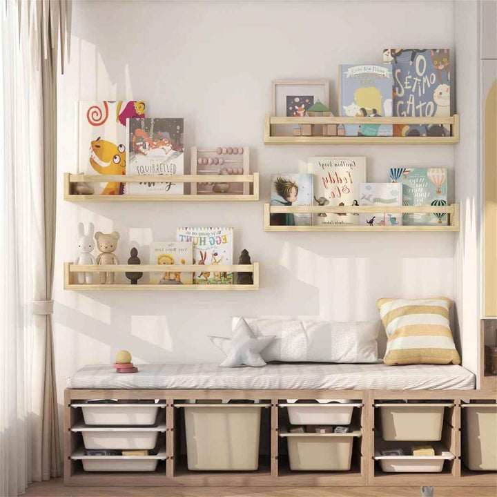 Wall Mounted Kids Bookshelves Floating Nursery Shelf Book-Set of 4