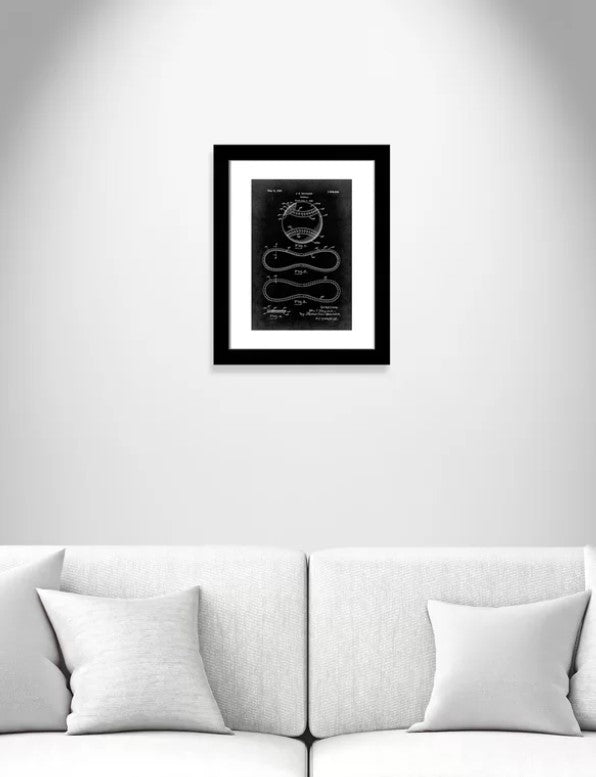 Vintage Baseball Patent Framed Graphic Art Print