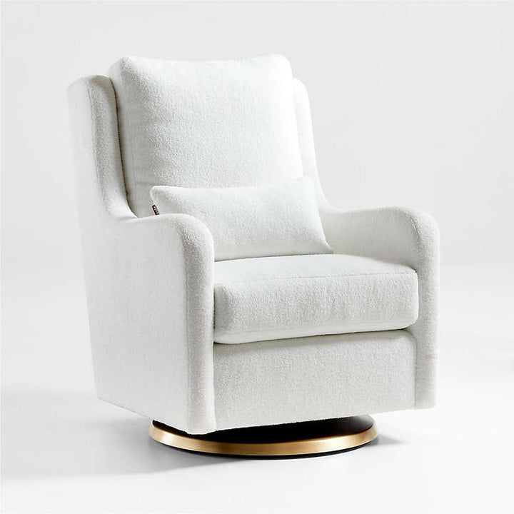 Milo Faux Sherpa Swivel Glider with Gold Base