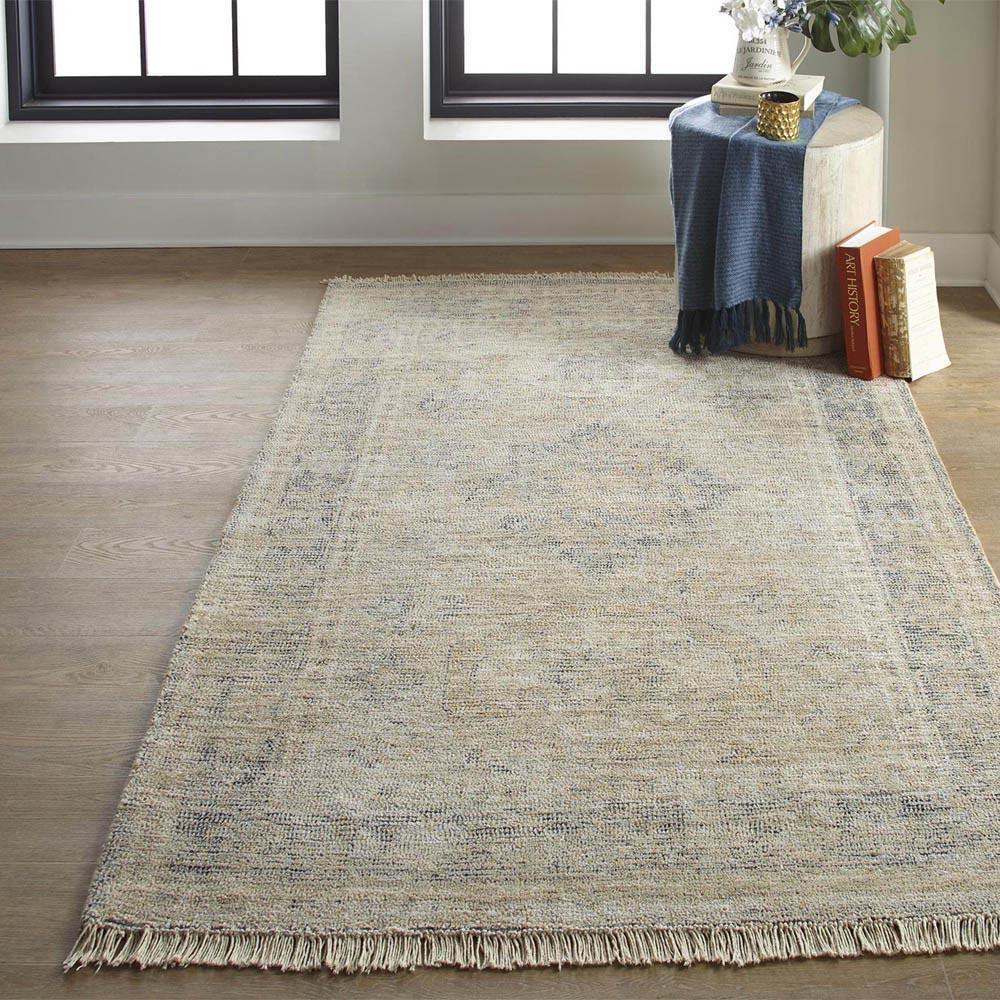 Lily Global Bazaar Brown Wool Geometric Patterned Rug 9'x12'