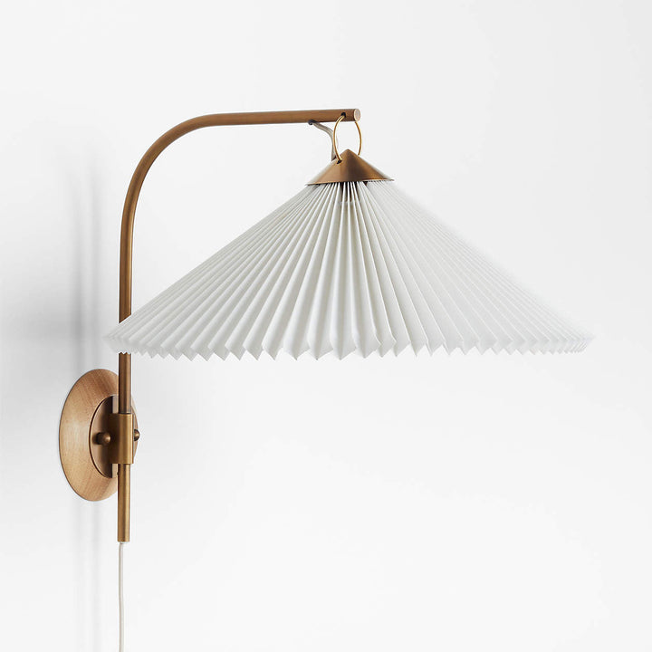 Flores Plug In Wall Sconce Light with Pleated Shade