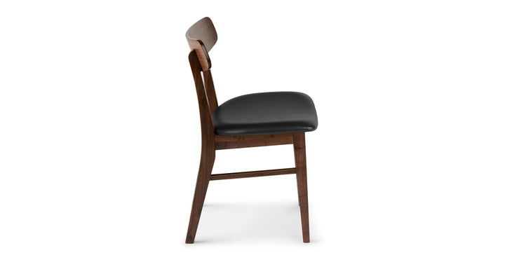 Ecole Black Leather Walnut Dining Chair