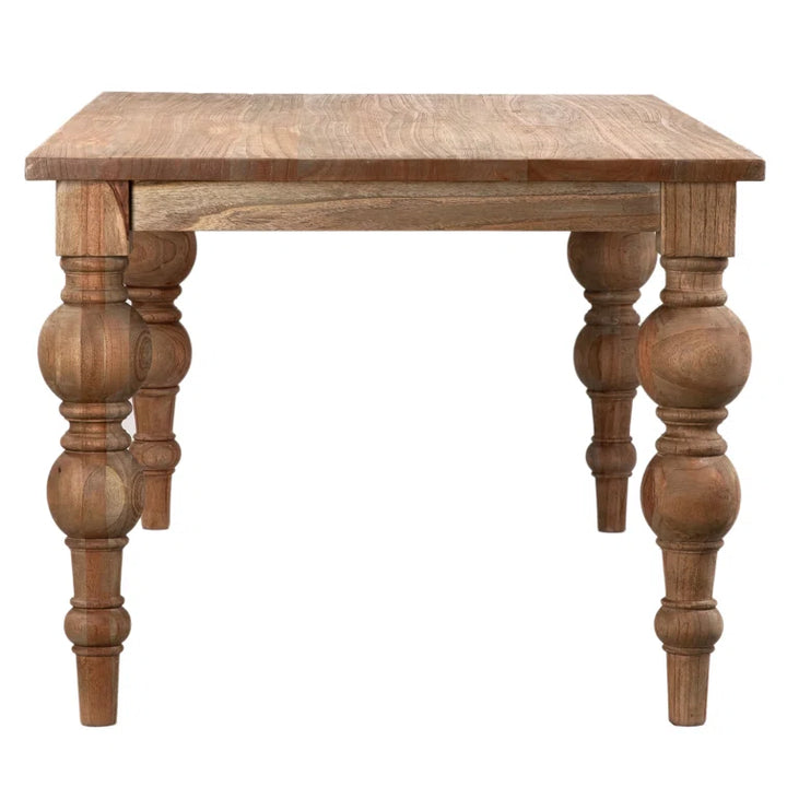 Campbell Rectangular Reclaimed Mindi Wood Carved 4-Leg Dining Table