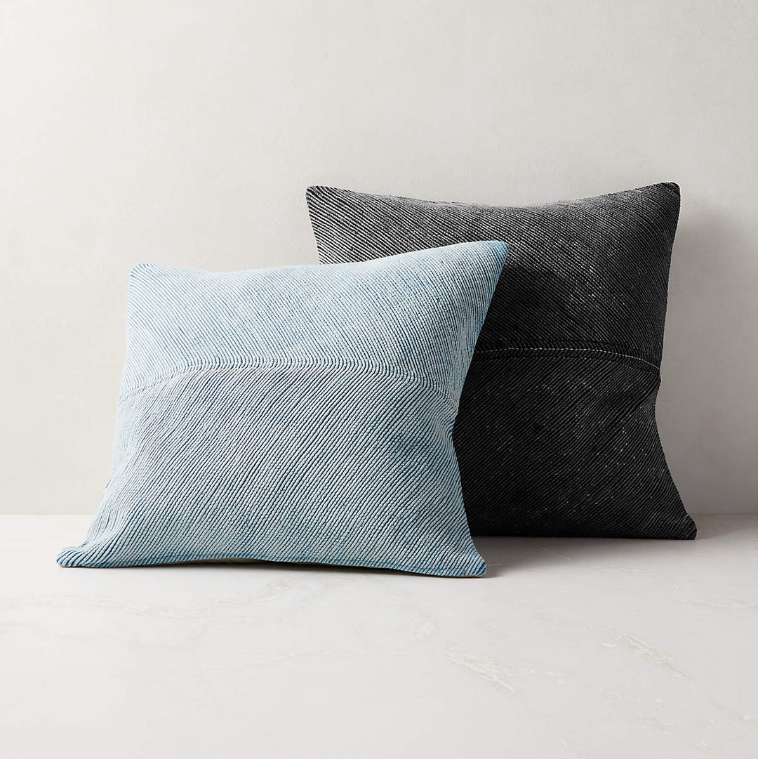 Convey Faded Denim Throw Pillow With Insert 23"x23"