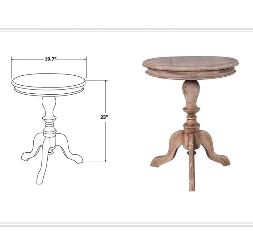Beige Corsair 25'' Tall Solid Wood 3 Legs End Table