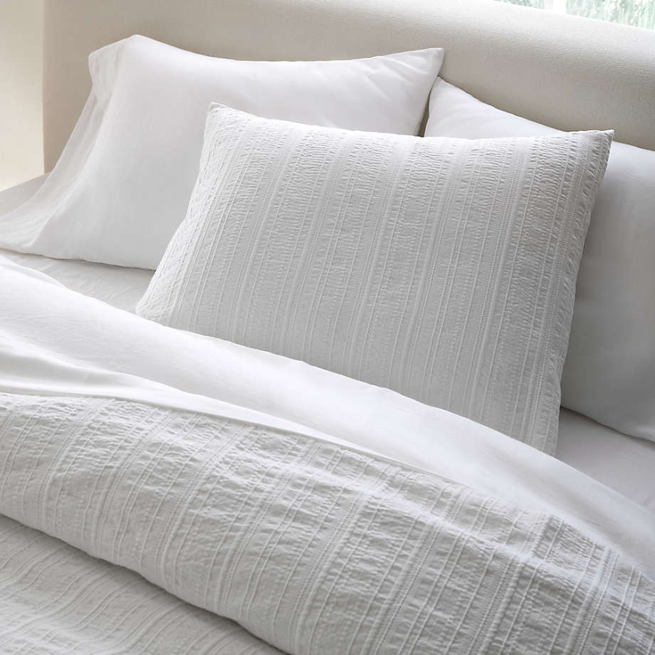 Organic Cotton White Textured Duvet Cover-King