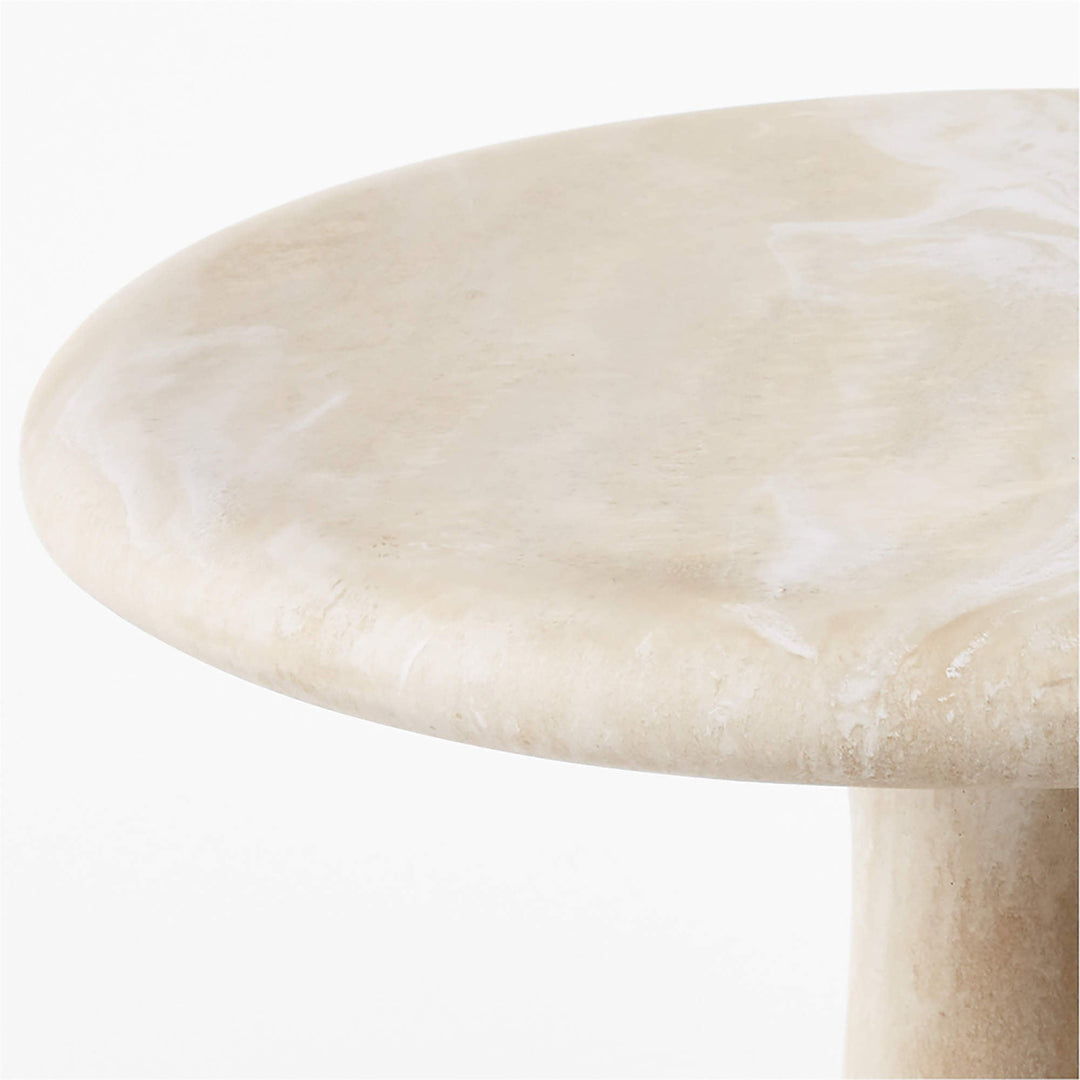 Espira Round Cream Marbled Resin Side Table