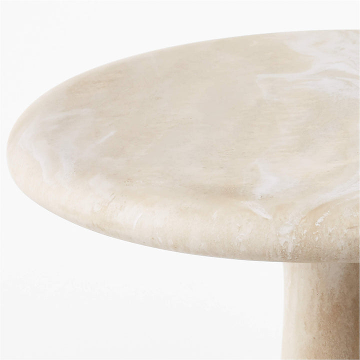 Espira Round Cream Marbled Resin Side Table