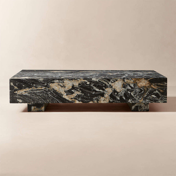 Enyo 55" Rectangular Black Marble Coffee Table