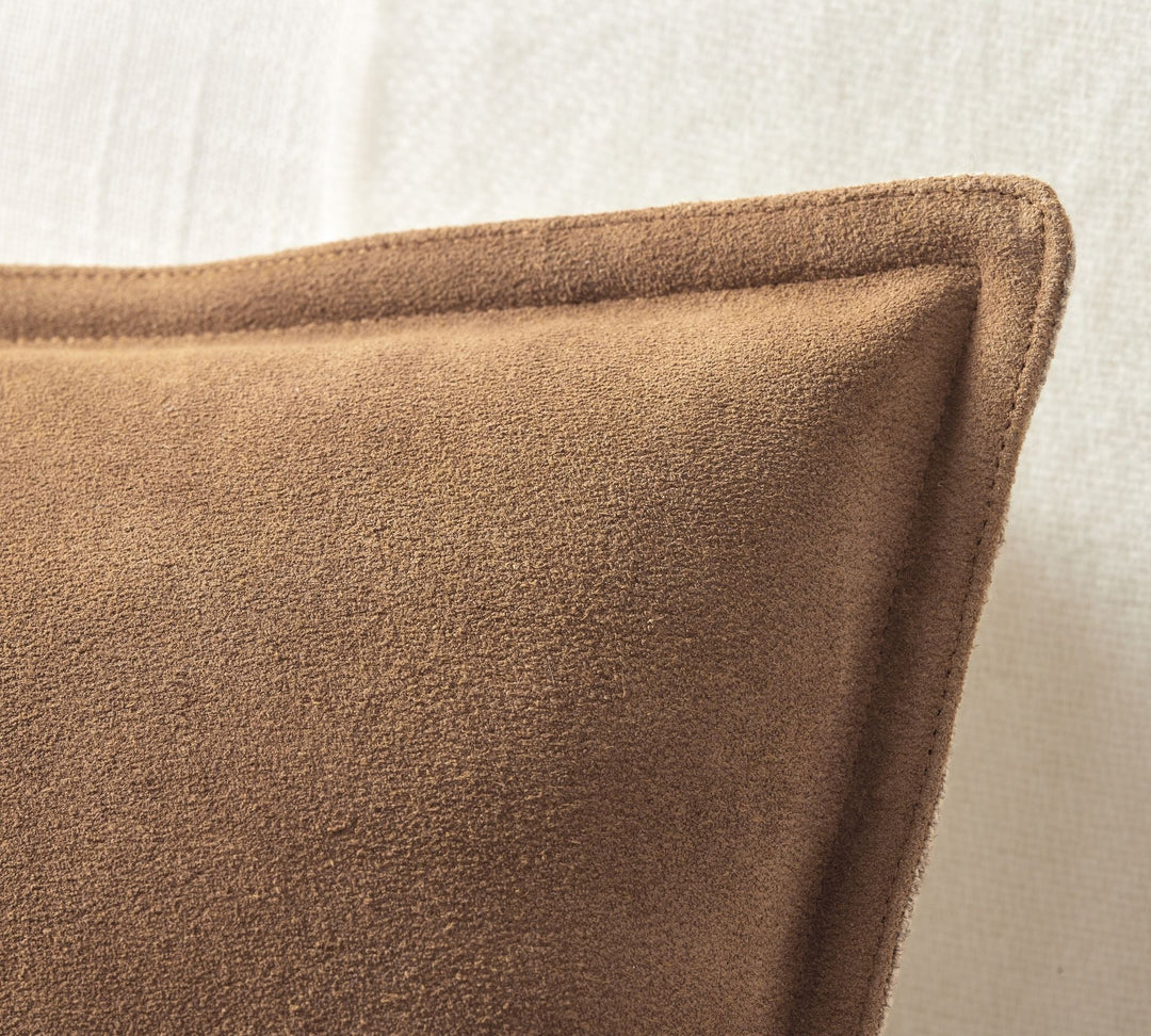 Pieced Suede Lumbar Pillow 16x26