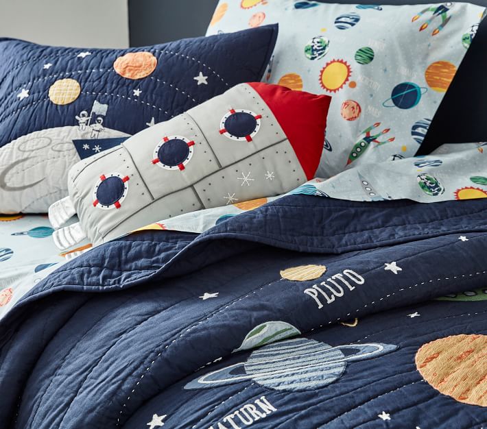 Light Up Rocket Pillow 20"x12"